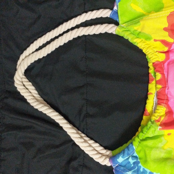 #186. GETAGADGET BERMUDA TIE DYE Canvas Tote with Braided Handles. - Picture 2 of 6